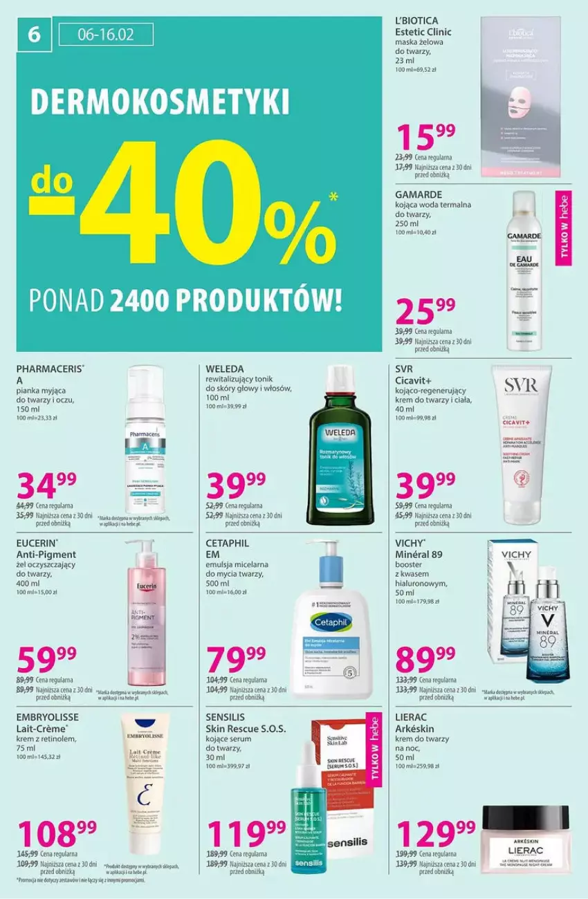 Gazetka promocyjna Hebe - ważna 30.01 do 16.02.2025 - strona 19 - produkty: Acer, Booster, Cetaphil, Clin, Emulsja, Fa, Kaki, Krem do twarzy, Lierac, Maska, Nike, Pharmaceris, Rum, Ser, Serum, SVR, Tera, Tonik, Vichy, Weleda