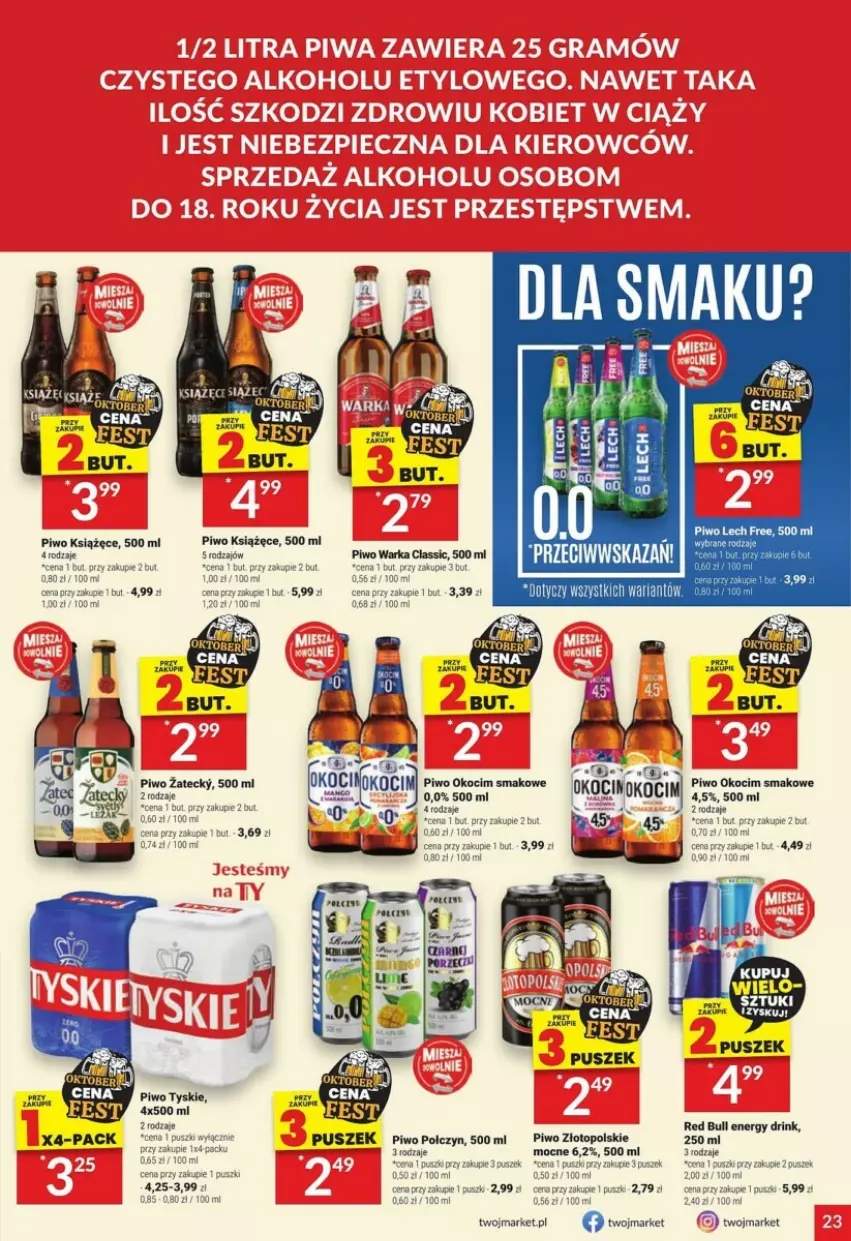 Gazetka promocyjna Twoj Market - ważna 04.10 do 10.10.2023 - strona 16 - produkty: Koc, Okocim, Piwo, Red Bull, Top, Tyskie