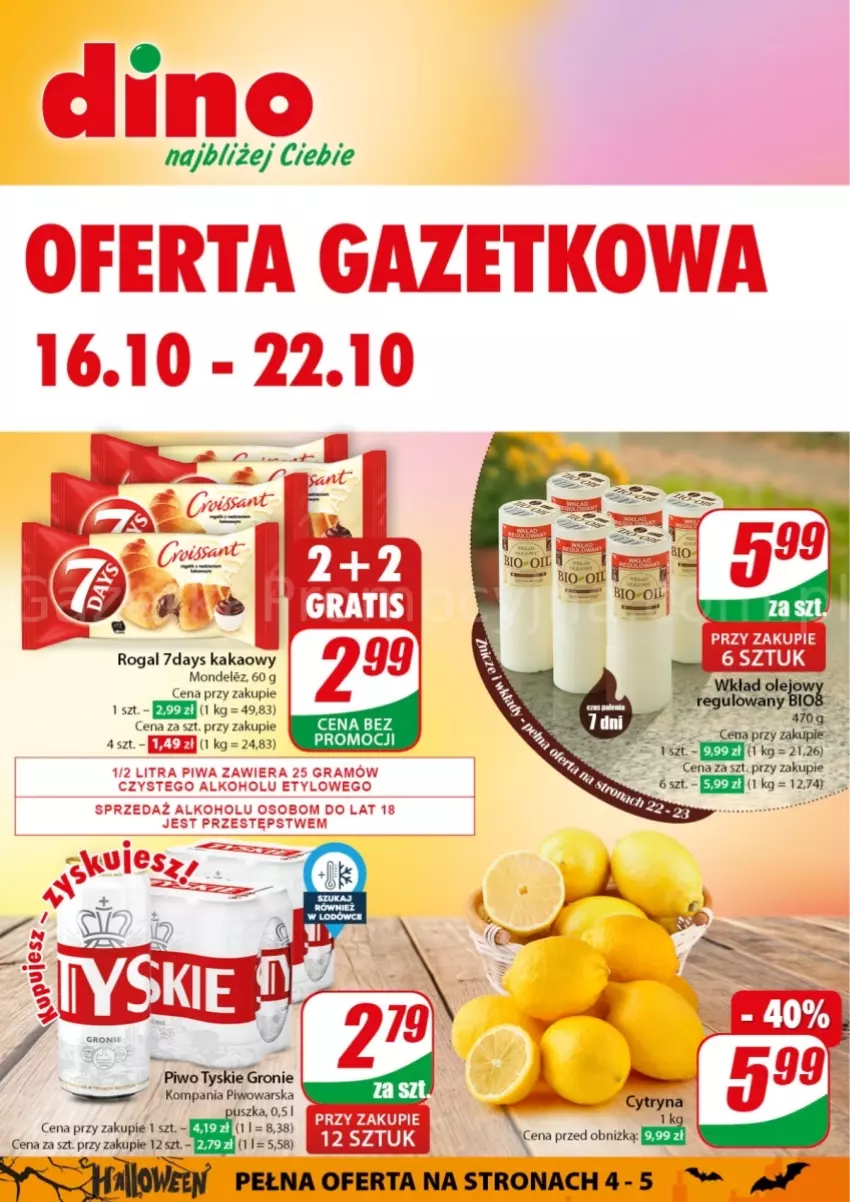 Gazetka promocyjna Dino - ważna 16.10 do 22.10.2024 - strona 1 - produkty: Gra, JBL, Kakao, Piwa, Piwo, Rogal, Tyskie