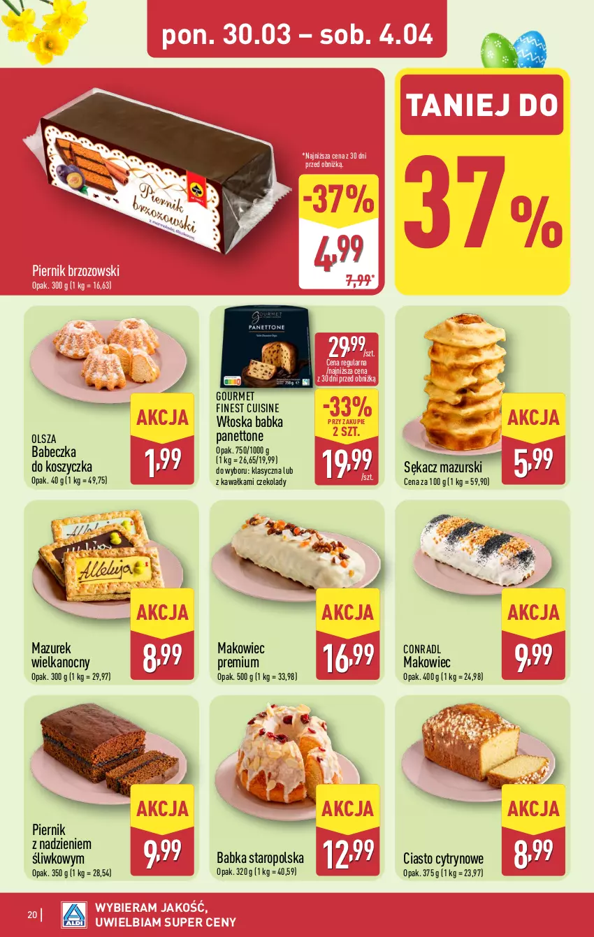 Gazetka promocyjna Aldi - Pełna oferta - ważna 30.03 do 04.04.2026 - strona 20 - produkty: Babka, Kawa, Kosz, Makowiec, Piernik, Sękacz