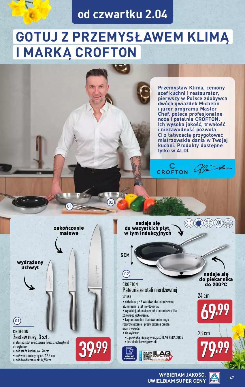 Gazetka promocyjna Aldi - Pełna oferta - ważna 30.03 do 04.04.2026 - strona 47 - produkty: Fa, Gra, Michelin, Noż, Nóż szefa kuchni, Patelnia, Piekarnik, Sok