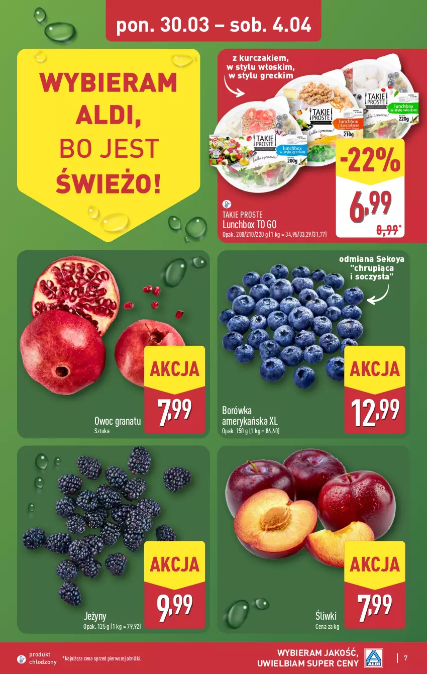 Gazetka promocyjna Aldi - Pełna oferta - ważna 30.03 do 04.04.2026 - strona 7 - produkty: Borówka, Borówka amerykańska, Gra, Granat, Jeżyny, Kurczak, SEKO