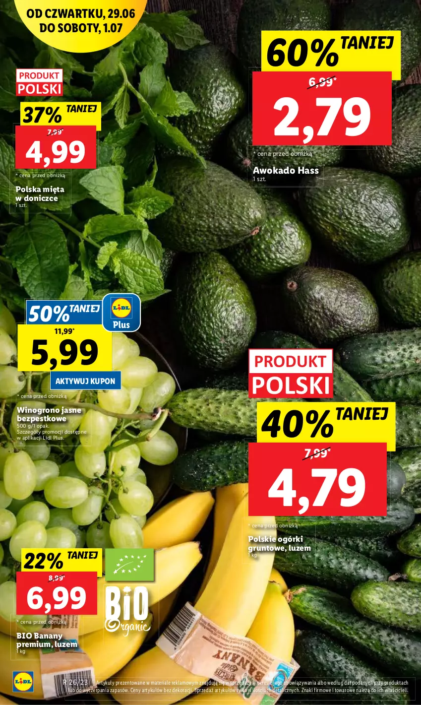 Gazetka promocyjna Lidl - GAZETKA - ważna 29.06 do 01.07.2023 - strona 18 - produkty: Banany, Grunt, Mięta, Wino