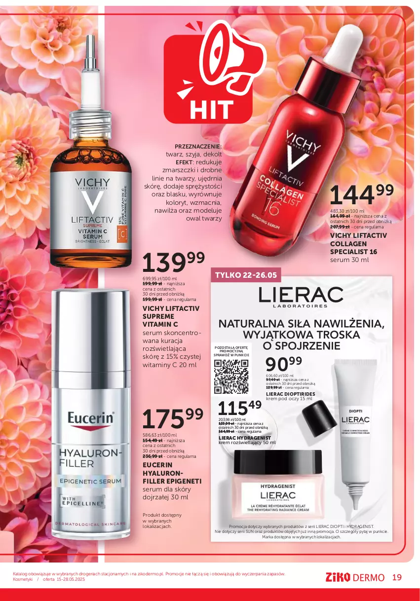 Gazetka promocyjna Ziko - Gazetka Ziko Dermo - ważna 15.05 do 28.05.2025 - strona 19 - produkty: Krem pod oczy, Lierac, Mars, Rum, Ser, Serum, Vichy
