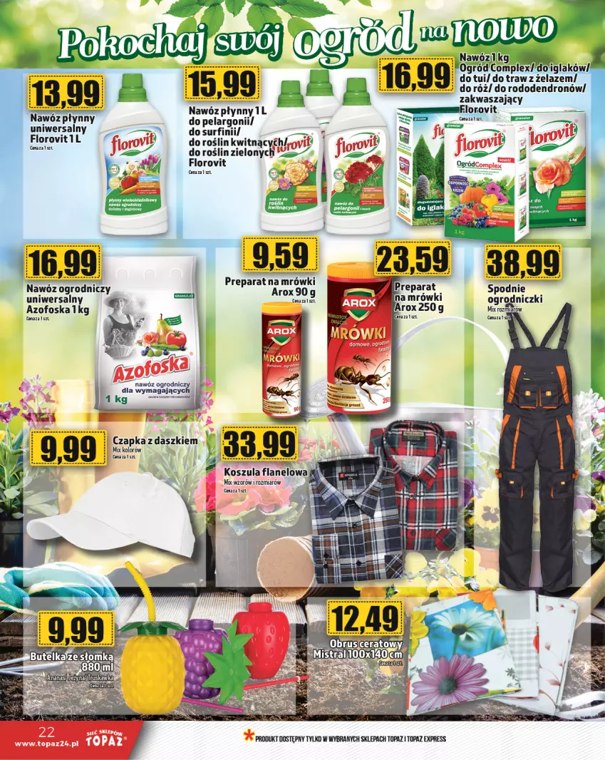 Gazetka promocyjna Topaz - Gazetka - ważna 02.05 do 08.05.2024 - strona 22 - produkty: Czapka, Kosz, Koszula, Nawóz, Ser, Top