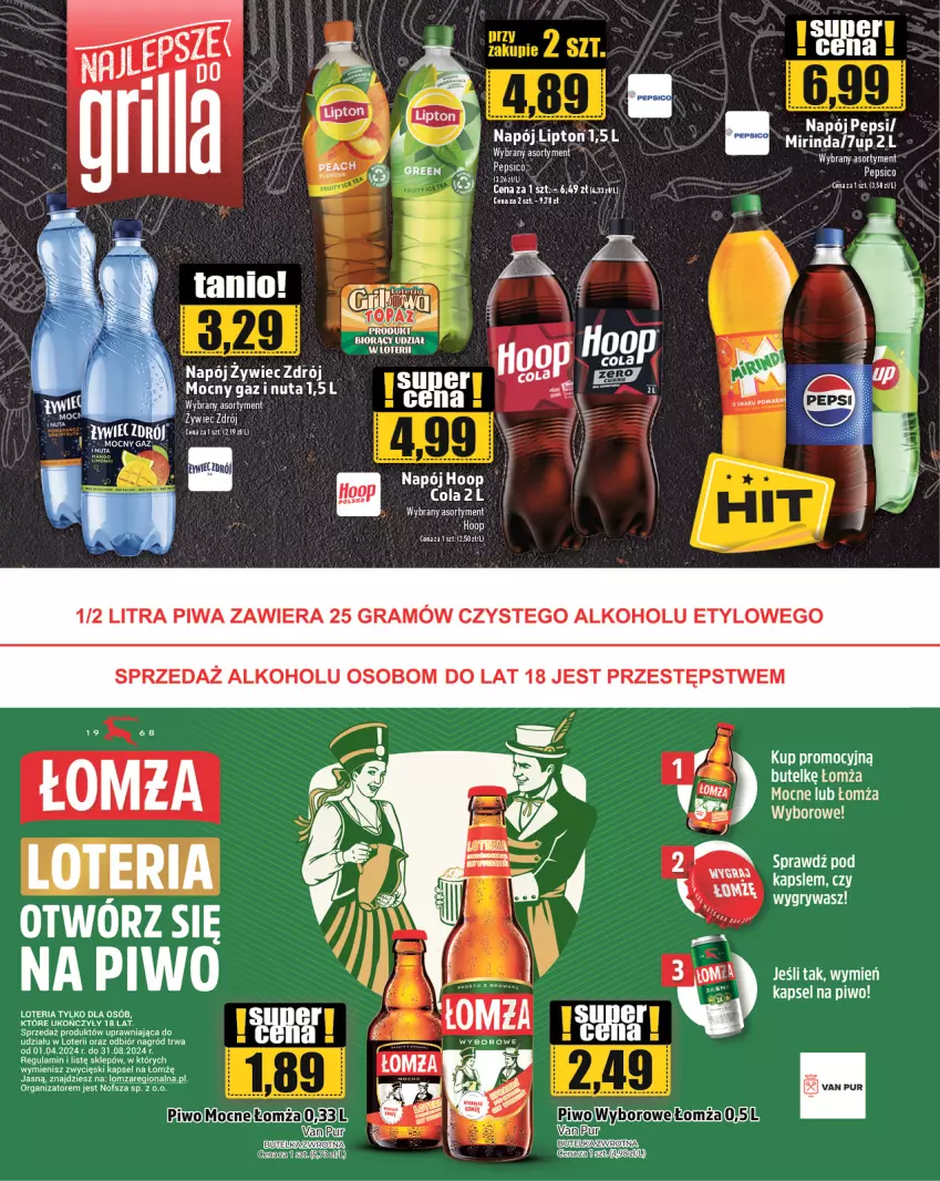 Gazetka promocyjna Topaz - Gazetka - ważna 02.05 do 08.05.2024 - strona 4 - produkty: 7up, Gry, Hoop, Lipton, Mirinda, Napój, Pepsi, Piwo