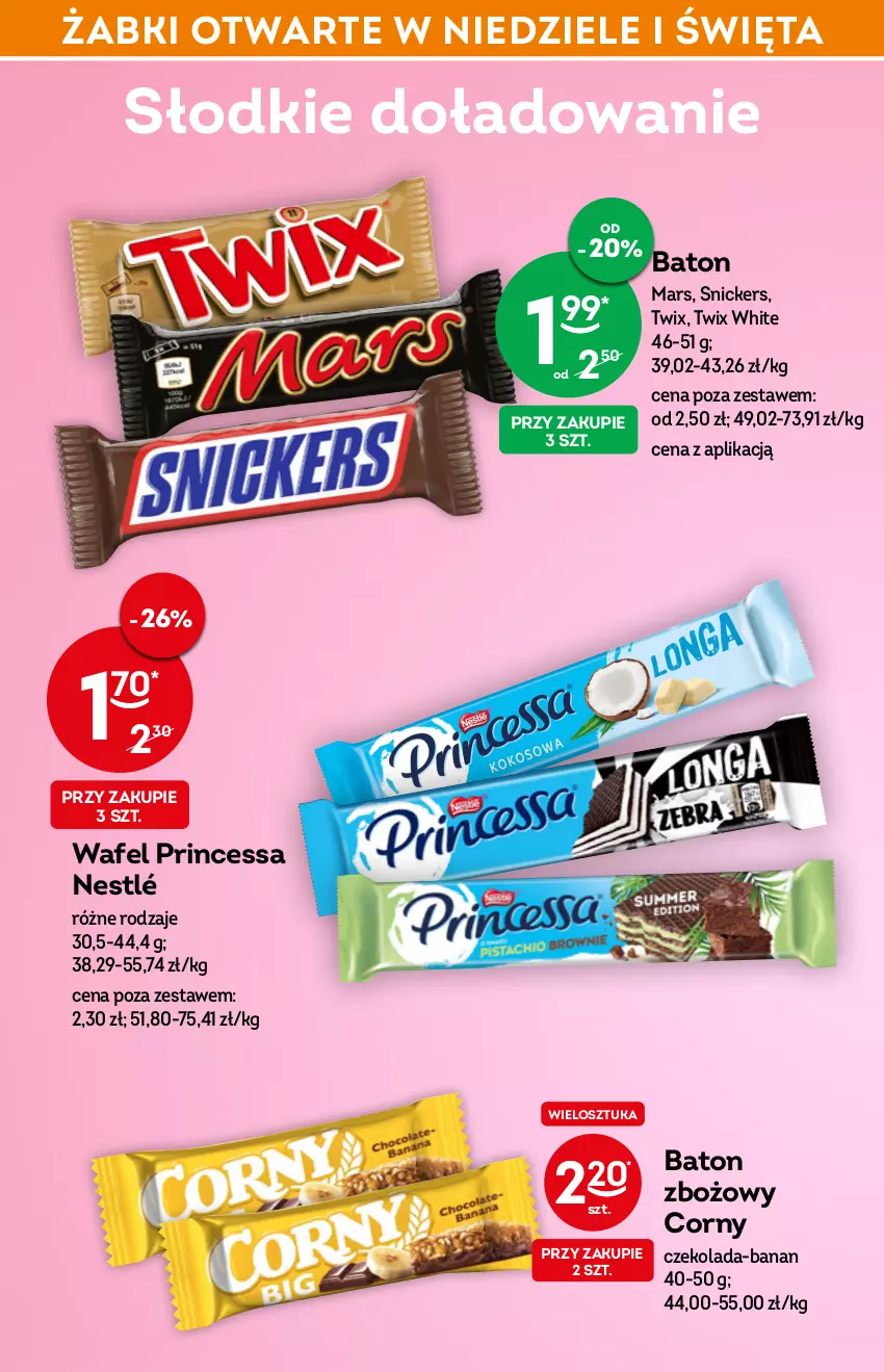 Gazetka promocyjna Żabka - ważna 04.05 do 10.05.2022 - strona 44 - produkty: Baton, Czekolada, Mars, Nestlé, Princessa, Snickers, Twix