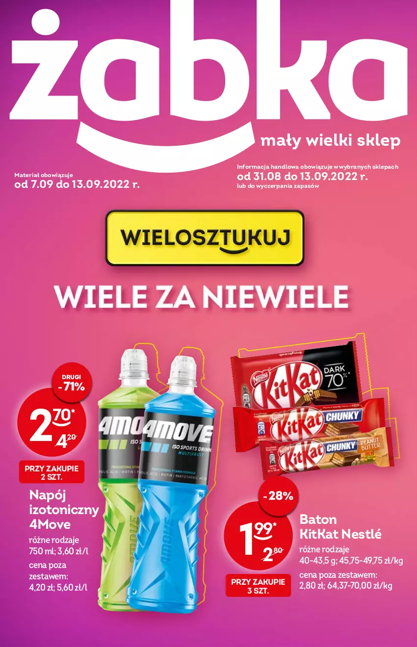 Gazetka promocyjna Żabka - ważna 07.09 do 13.09.2022 - strona 1 - produkty: Baton, Napój, Napój izotoniczny, Nestlé