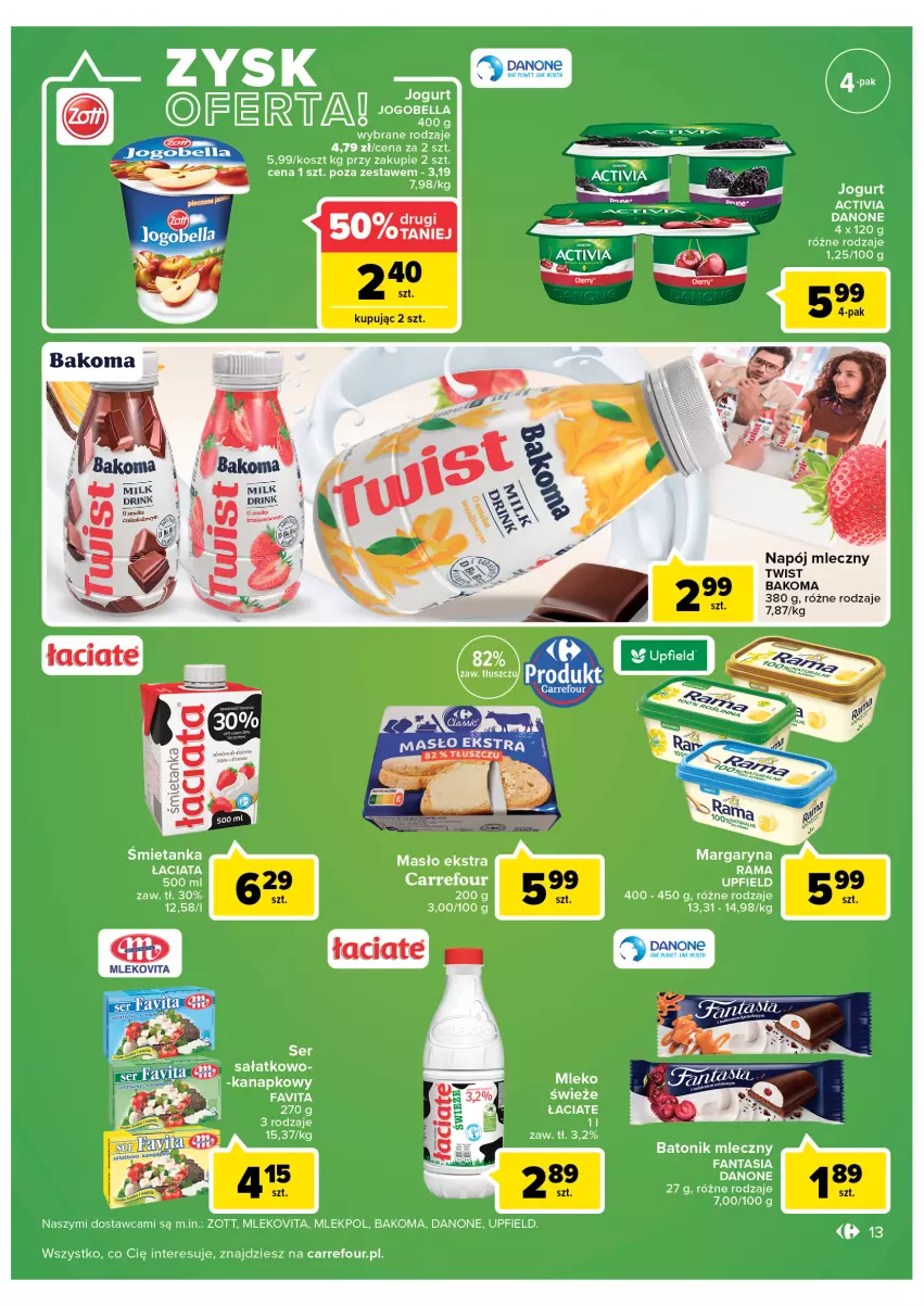 Gazetka promocyjna Carrefour - Gazetka Carrefour Zyskoteka - ważna 15.02 do 21.02.2022 - strona 13 - produkty: Bakoma, Danone, Mleko, Mlekovita, Napój, Napój mleczny