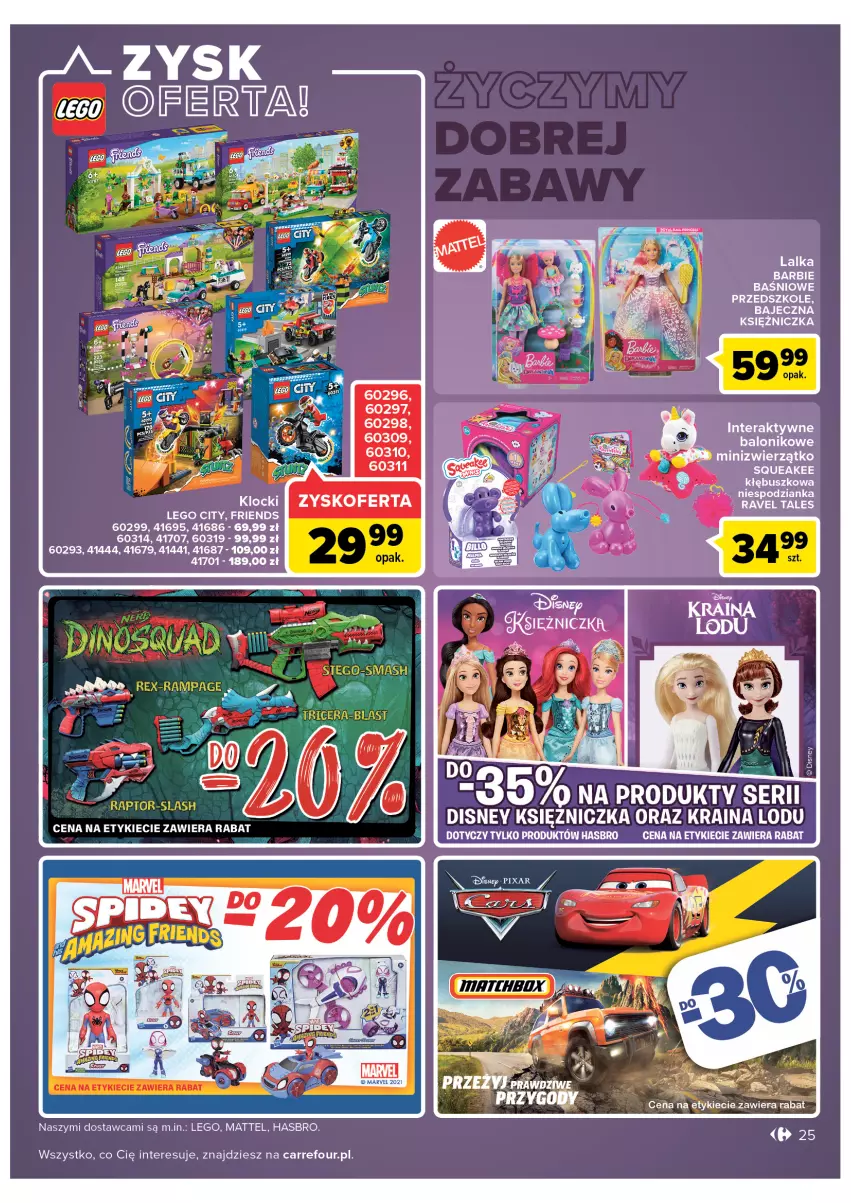 Gazetka promocyjna Carrefour - Gazetka Carrefour Zyskoteka - ważna 15.02 do 21.02.2022 - strona 25 - produkty: Barbie, Hasbro, Klocki, LEGO, LEGO City, LG, Mattel, Ser