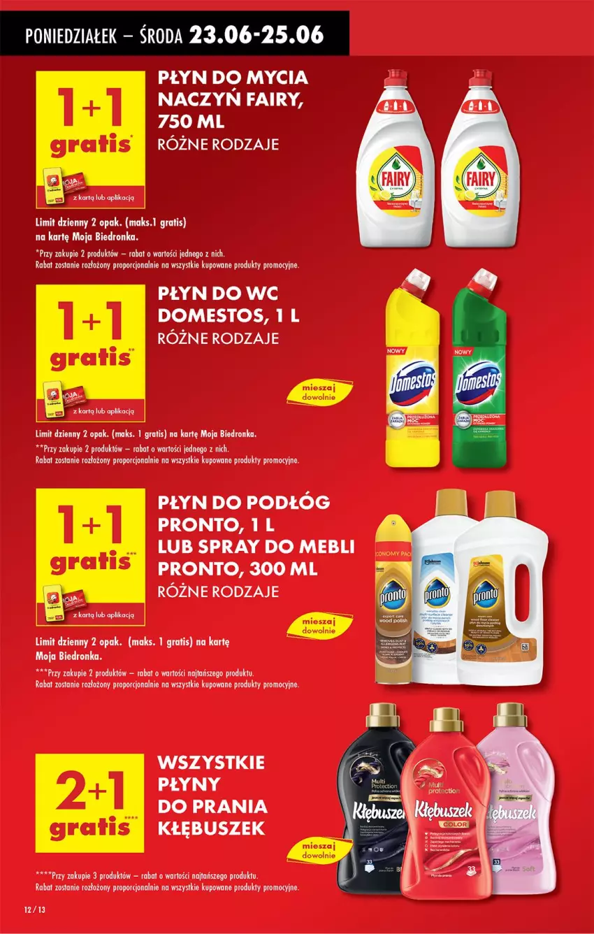 Gazetka promocyjna Biedronka - Od Poniedziałku - ważna 23.06 do 28.06.2025 - strona 12 - produkty: Domestos, Gra, Płyn do wc, Por, Pronto, Taca