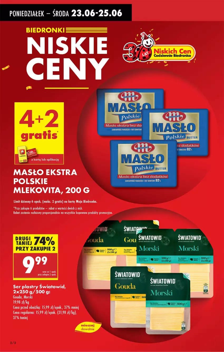 Gazetka promocyjna Biedronka - Od Poniedziałku - ważna 23.06 do 28.06.2025 - strona 2 - produkty: Dada, Gouda, Gra, Masło, Mleko, Mlekovita, Por, Ser