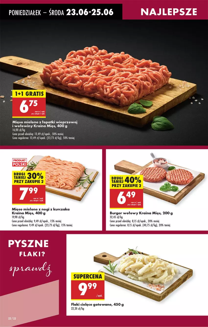 Gazetka promocyjna Biedronka - Od Poniedziałku - ważna 23.06 do 28.06.2025 - strona 24 - produkty: Burger, Flaki, Gra, Kurczak, Mięso, Mięso mielone, Mięso mielone z łopatki wieprzowej