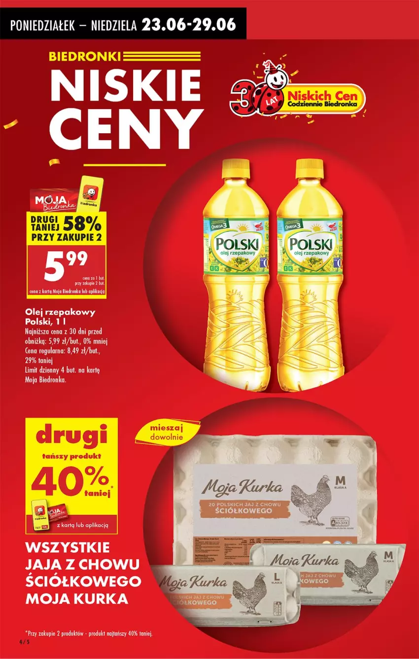Gazetka promocyjna Biedronka - Od Poniedziałku - ważna 23.06 do 28.06.2025 - strona 4 - produkty: Olej, Olej rzepakowy