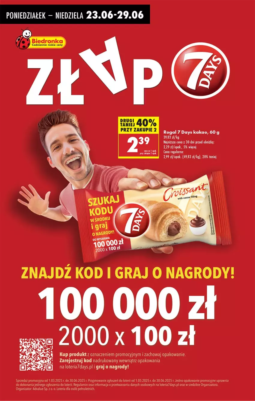 Gazetka promocyjna Biedronka - Od Poniedziałku - ważna 23.06 do 28.06.2025 - strona 44 - produkty: 7 Days, Gra, Kakao, Rogal