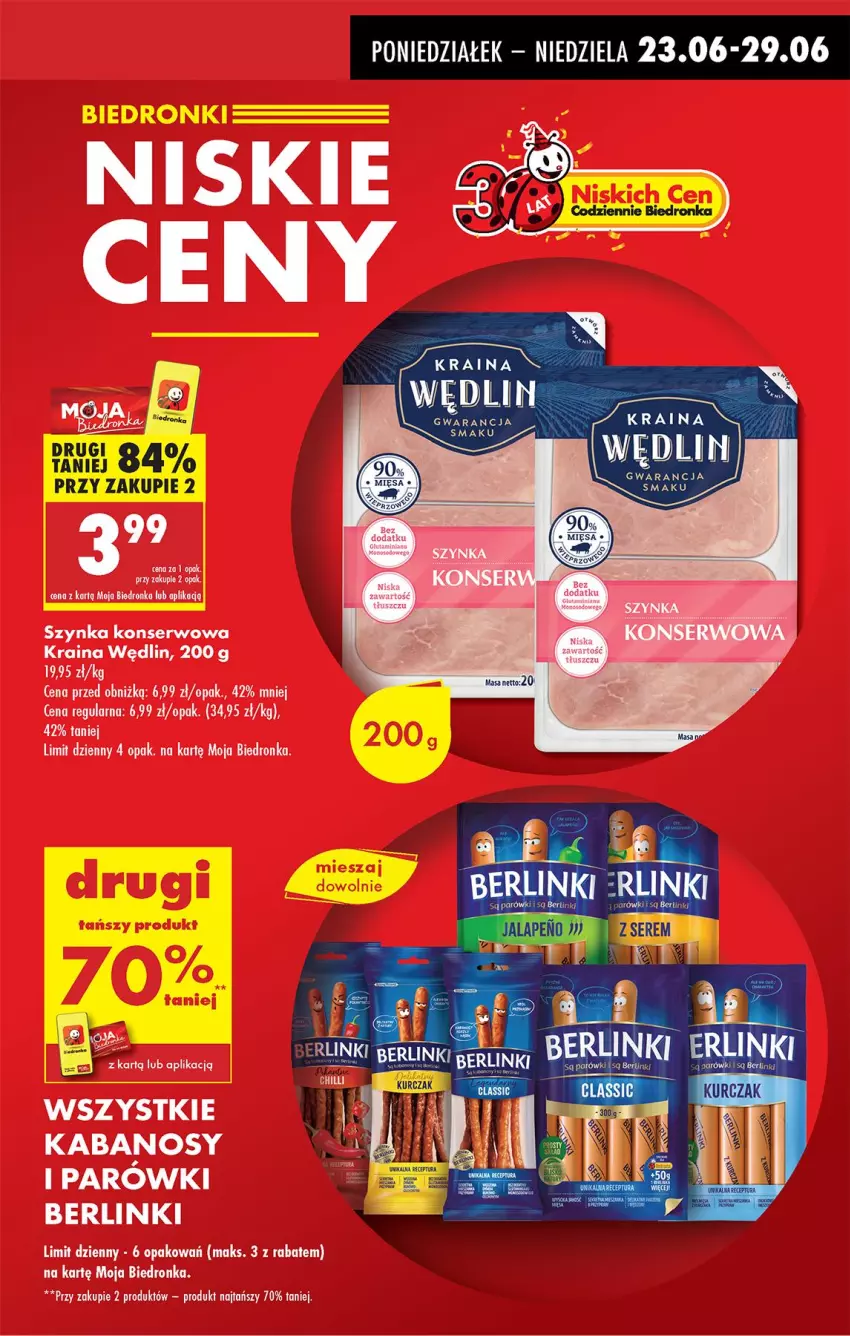 Gazetka promocyjna Biedronka - Od Poniedziałku - ważna 23.06 do 28.06.2025 - strona 5 - produkty: Berlinki, Kabanos