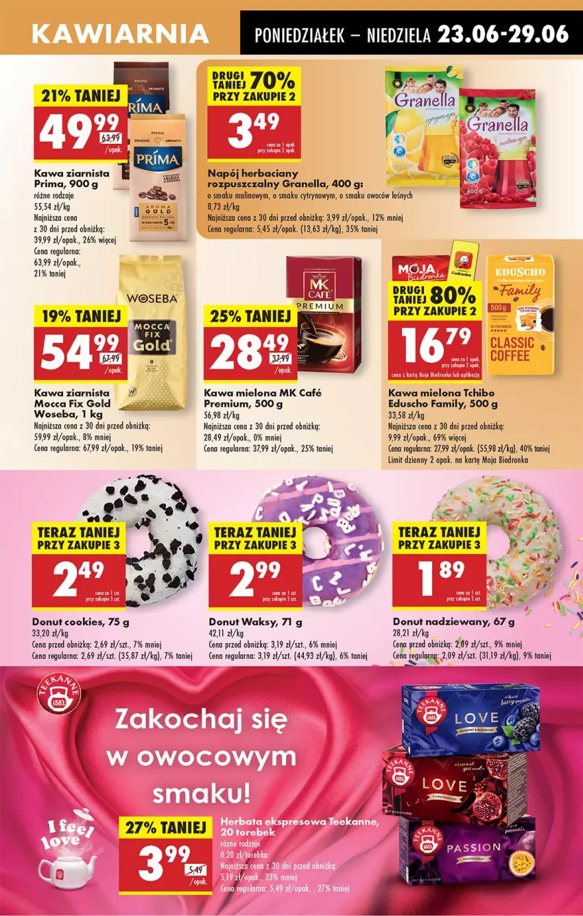 Gazetka promocyjna Biedronka - Od Poniedziałku - ważna 23.06 do 28.06.2025 - strona 53 - produkty: Donut, Fa, Gra, Kawa, Kawa mielona, Kawa ziarnista, Mocca Fix Gold, Napój, Prima, Tchibo, Tera, Woseba