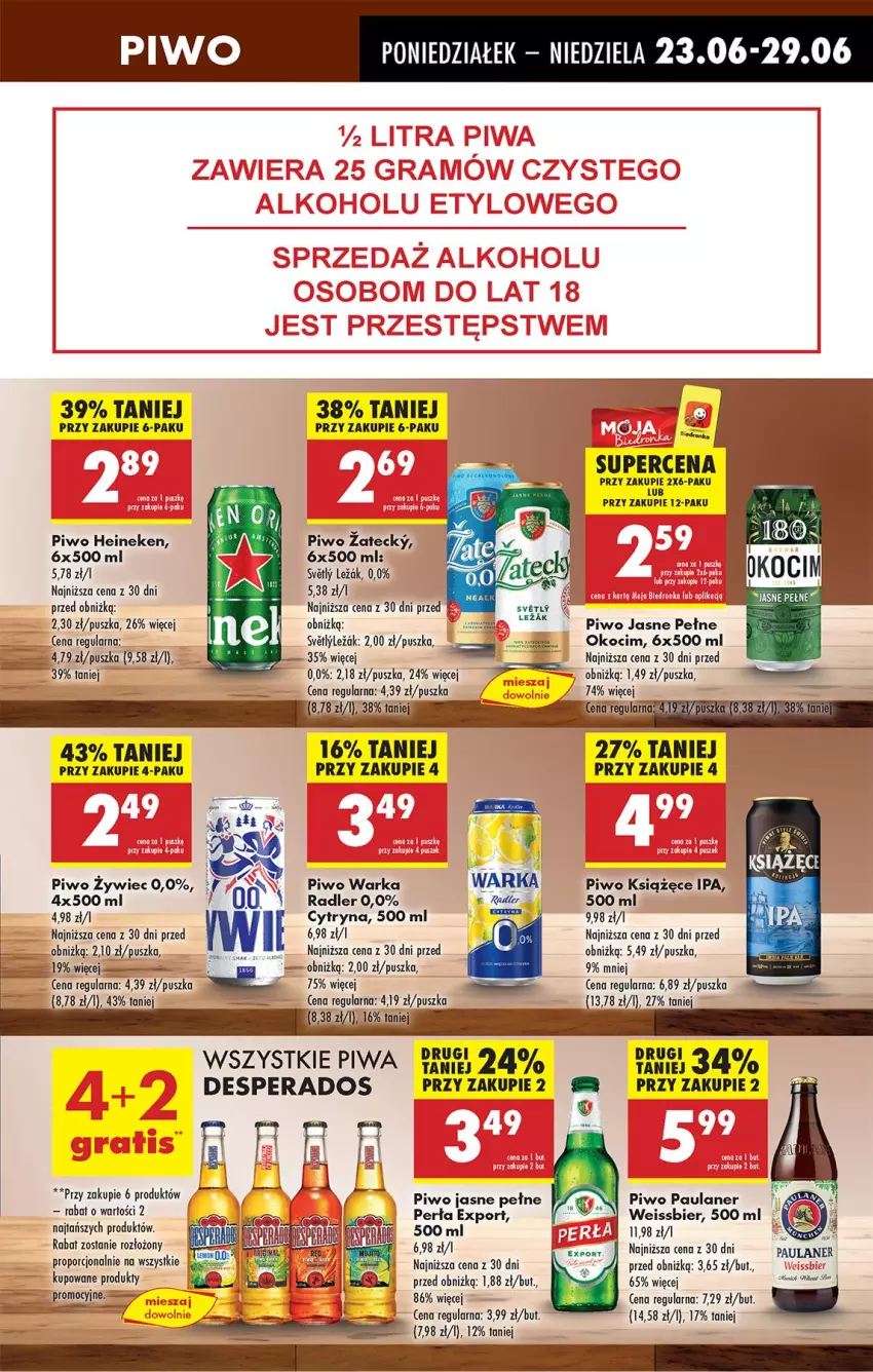Gazetka promocyjna Biedronka - Od Poniedziałku - ważna 23.06 do 28.06.2025 - strona 57 - produkty: Desperados, Heineken, Koc, Mus, Okocim, Perła, Piwa, Piwo, Piwo jasne, Por, Radler, Warka