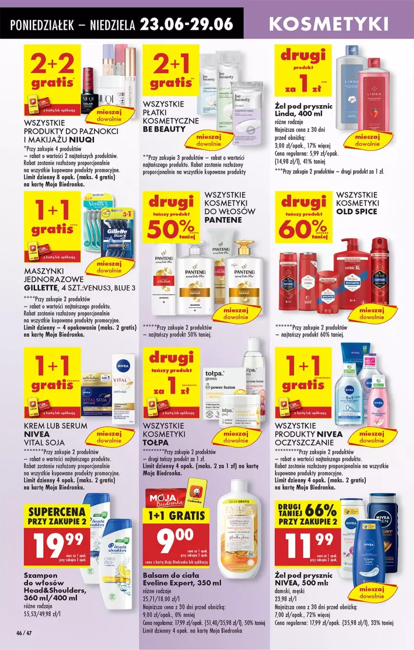 Gazetka promocyjna Biedronka - Od Poniedziałku - ważna 23.06 do 28.06.2025 - strona 58 - produkty: Be Be, Eveline, Fa, Gillette, Gra, Makijaż, Nivea, Nuty, Old Spice, Pantene, Por, Rum, Ser, Serum, Szampon, Tołpa, Venus