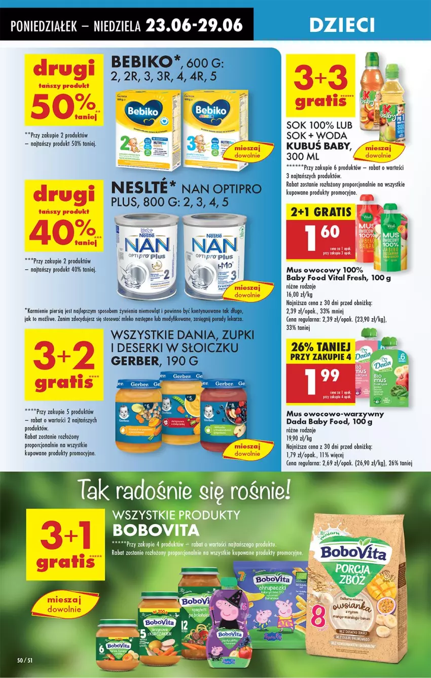 Gazetka promocyjna Biedronka - Od Poniedziałku - ważna 23.06 do 28.06.2025 - strona 62 - produkty: Dada, Gerber, Gra, Karmi, Kubuś, Mleko, Mus, O nas, Por, Sok, Woda