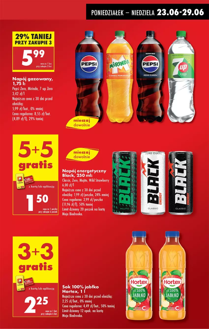 Gazetka promocyjna Biedronka - Od Poniedziałku - ważna 23.06 do 28.06.2025 - strona 7 - produkty: Hortex, Lack, Mirinda, Napój, Napój energetyczny, Pepsi