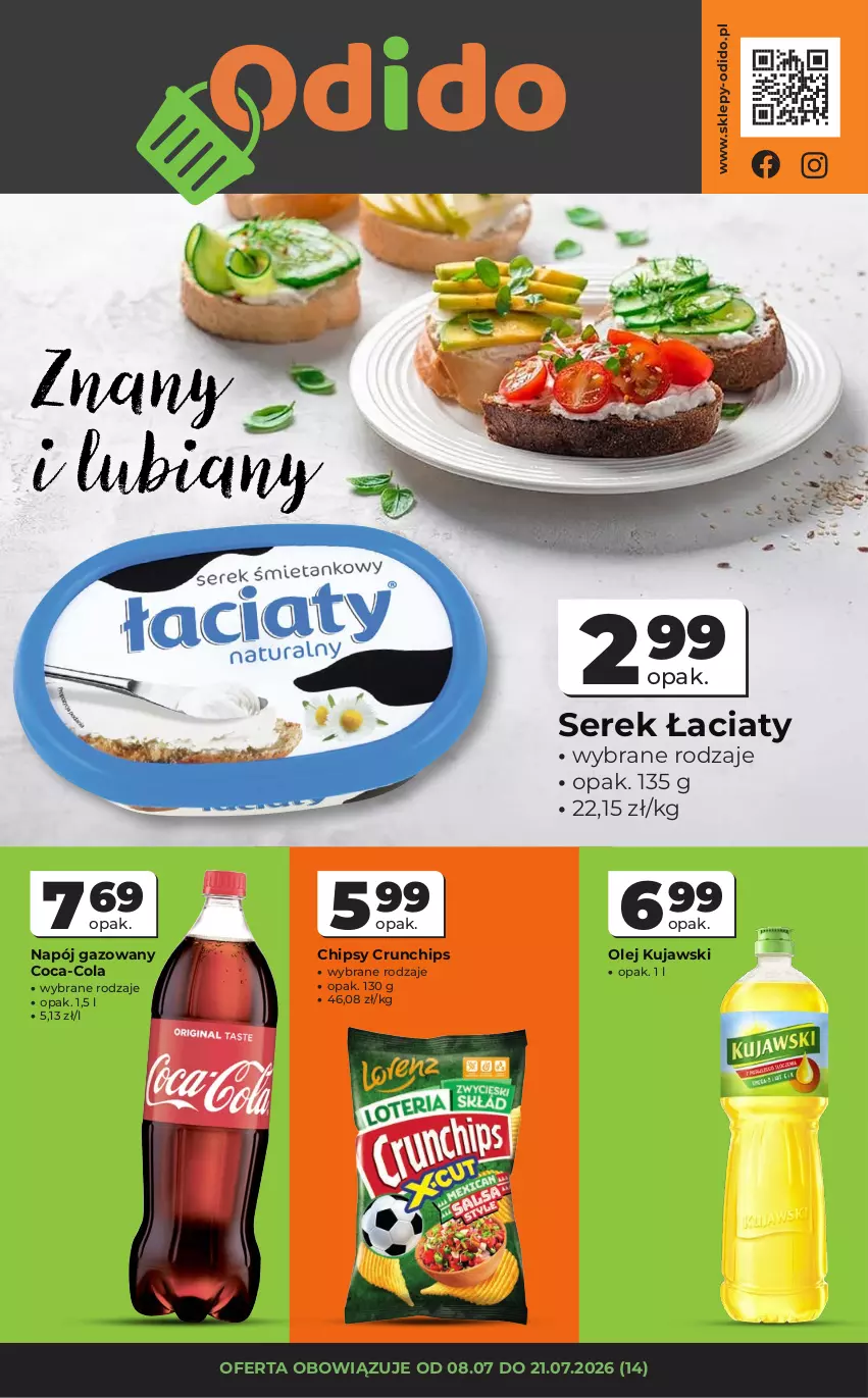 Gazetka promocyjna Odido - Gazetka Odido - ważna 08.07 do 21.07.2026 - strona 1 - produkty: Chipsy, Coca-Cola, Crunchips, Kujawski, Napój, Napój gazowany, Olej, Ser, Serek