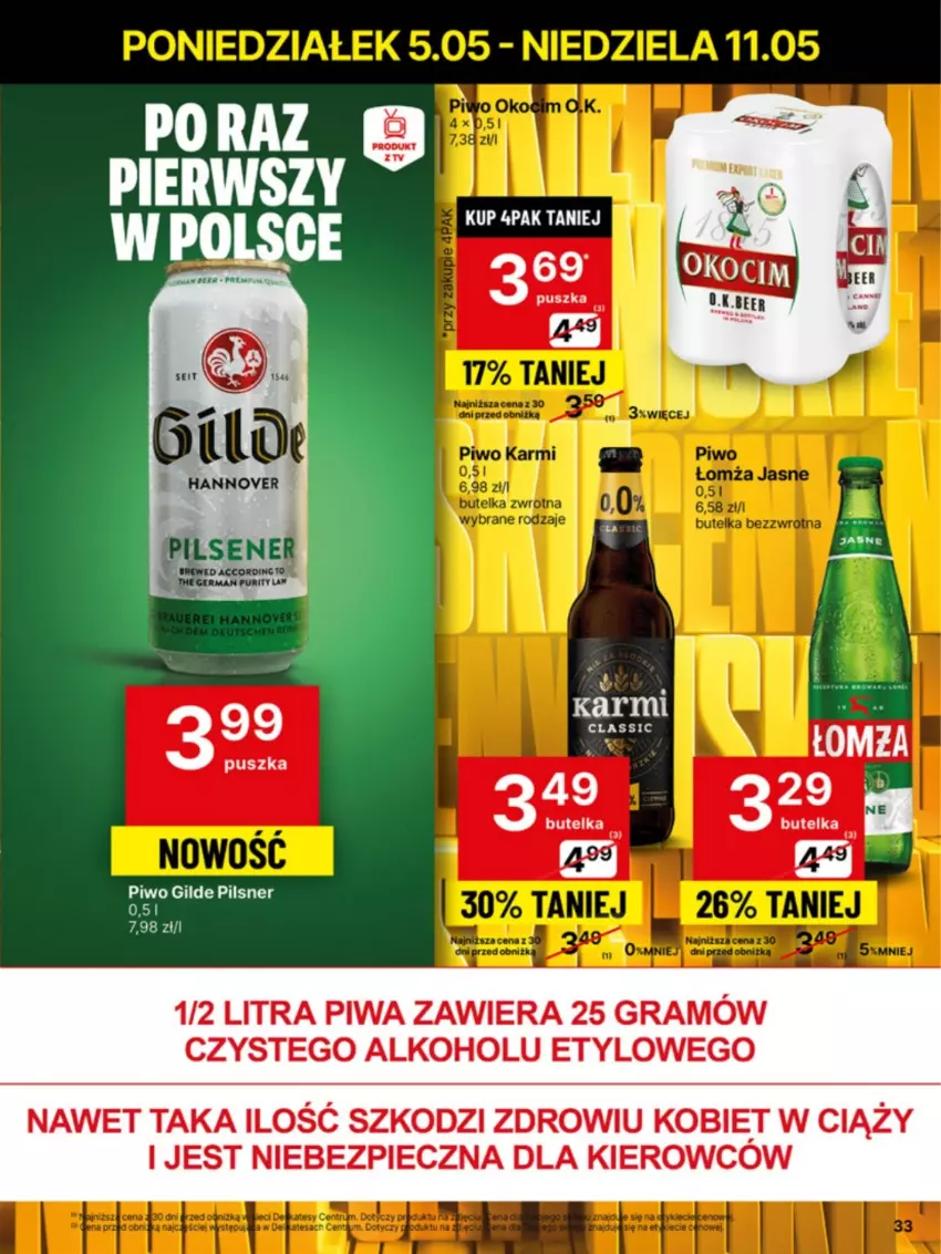 Gazetka promocyjna Delikatesy Centrum - Franczyza DC19 Poniedziałek - ważna 05.05 do 11.05.2025 - strona 33 - produkty: Gra, Piec, Piwa, Piwo