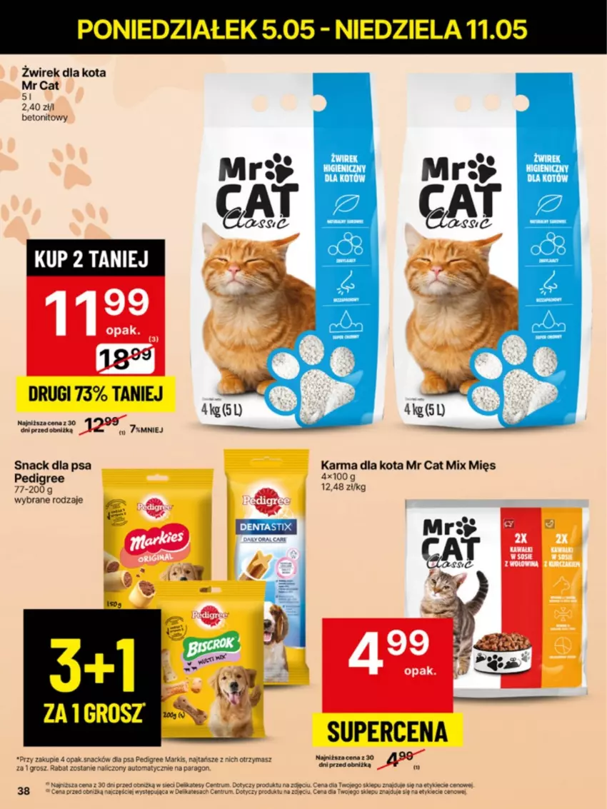 Gazetka promocyjna Delikatesy Centrum - Franczyza DC19 Poniedziałek - ważna 05.05 do 11.05.2025 - strona 38 - produkty: Isana, Pedigree, Rum