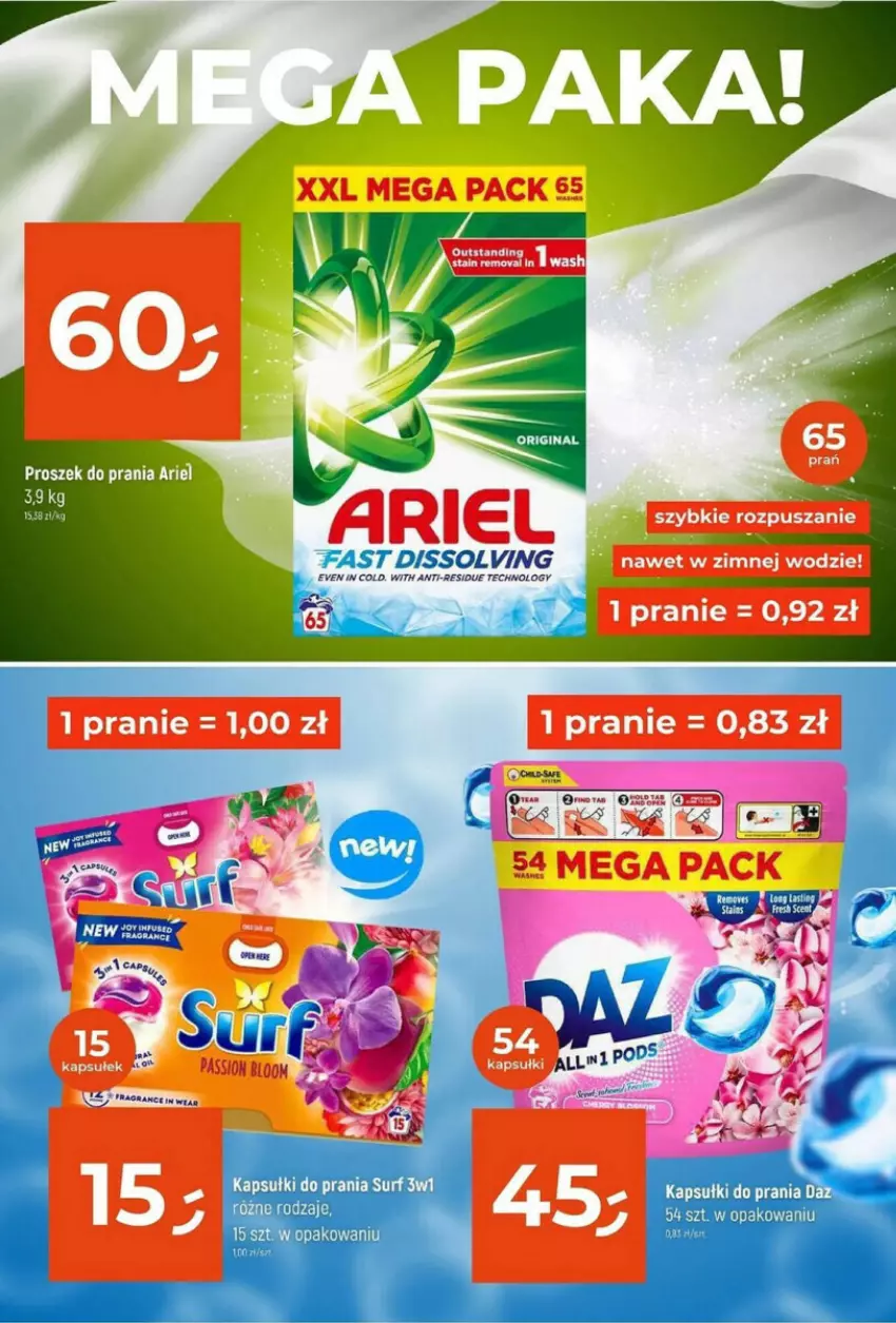 Gazetka promocyjna Dealz - ważna 02.01 do 15.01.2025 - strona 9 - produkty: Ariel, Fa, Gin, Kapsułki do prania, Proszek do prania, Surf