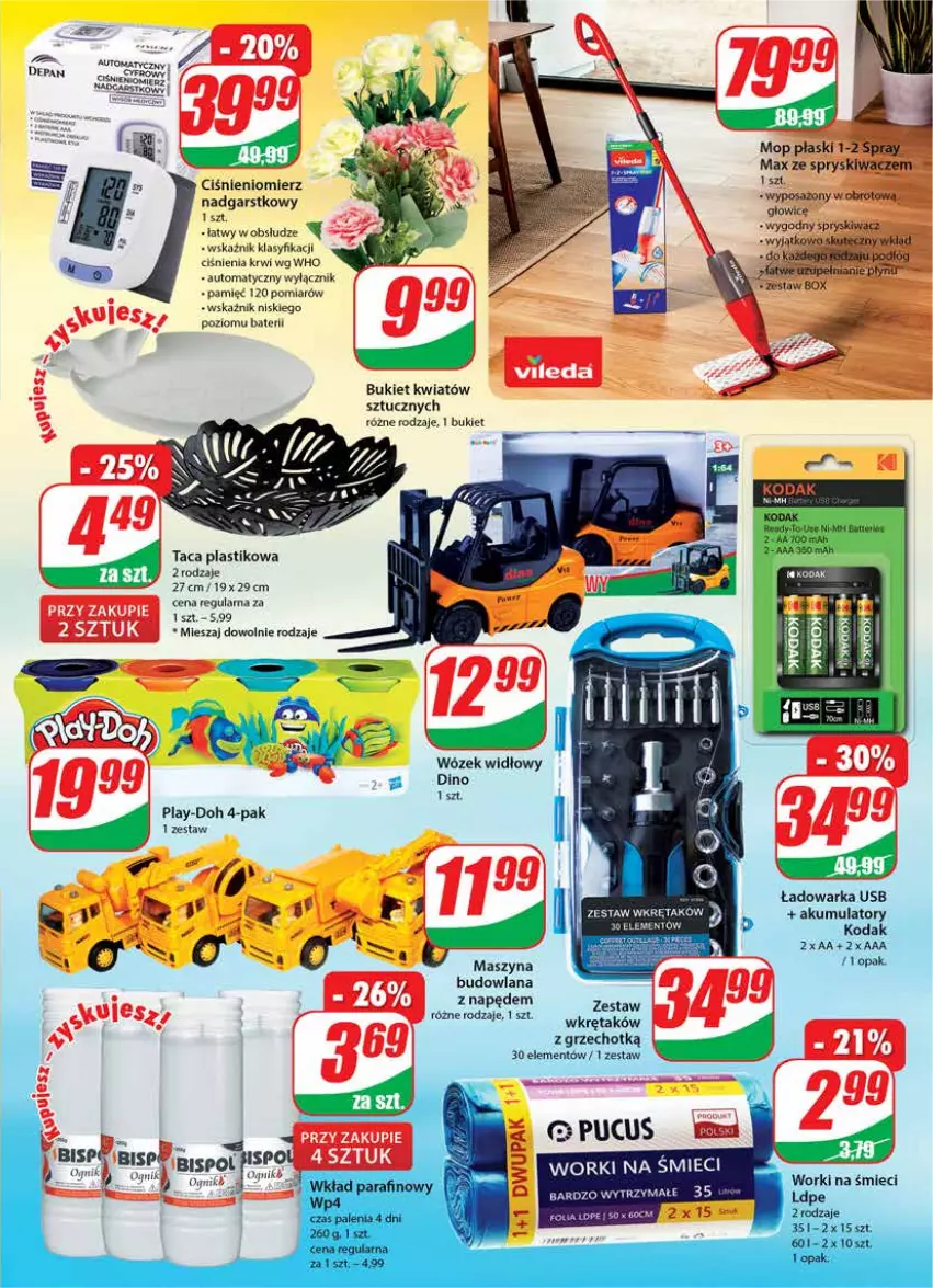 Gazetka promocyjna Dino - Gazetka - ważna 02.03 do 08.03.2022 - strona 21 - produkty: Bukiet, Ciśnieniomierz, LANA, Mop, Play-Doh, Szyna, Taca, Warka, Worki na śmiec, Worki na śmieci, Wózek