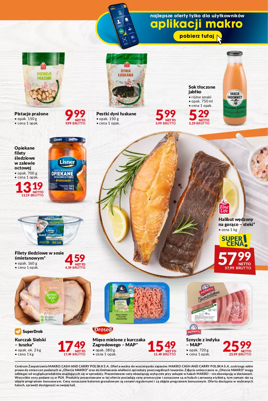 Gazetka promocyjna Makro - Najlepsze oferty - oferta z alkoholem - ważna 09.01 do 05.02.2024 - strona 19 - produkty: Gra, Granat, Halibut, Kurczak, Mięso, Mięso mielone, Pestki dyni, Pistacje, Rum, Sok, Sos, Stek, Tusz