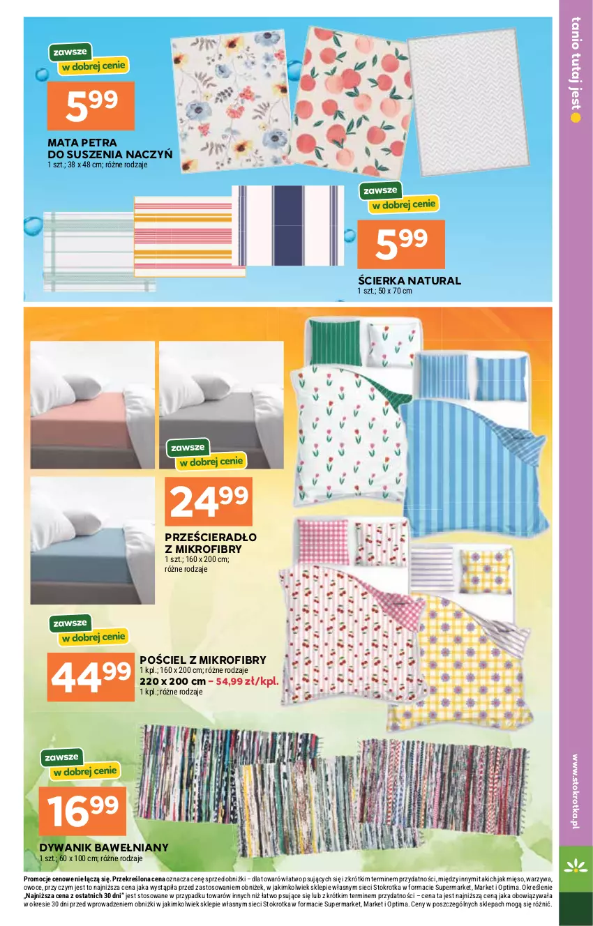 Gazetka promocyjna Stokrotka - Supermarket - ważna 16.07 do 22.07.2026 - strona 39 - produkty: Dywan, Dywanik, Mięso, Optima, Owoce, Pościel, Prześcieradło, Warzywa