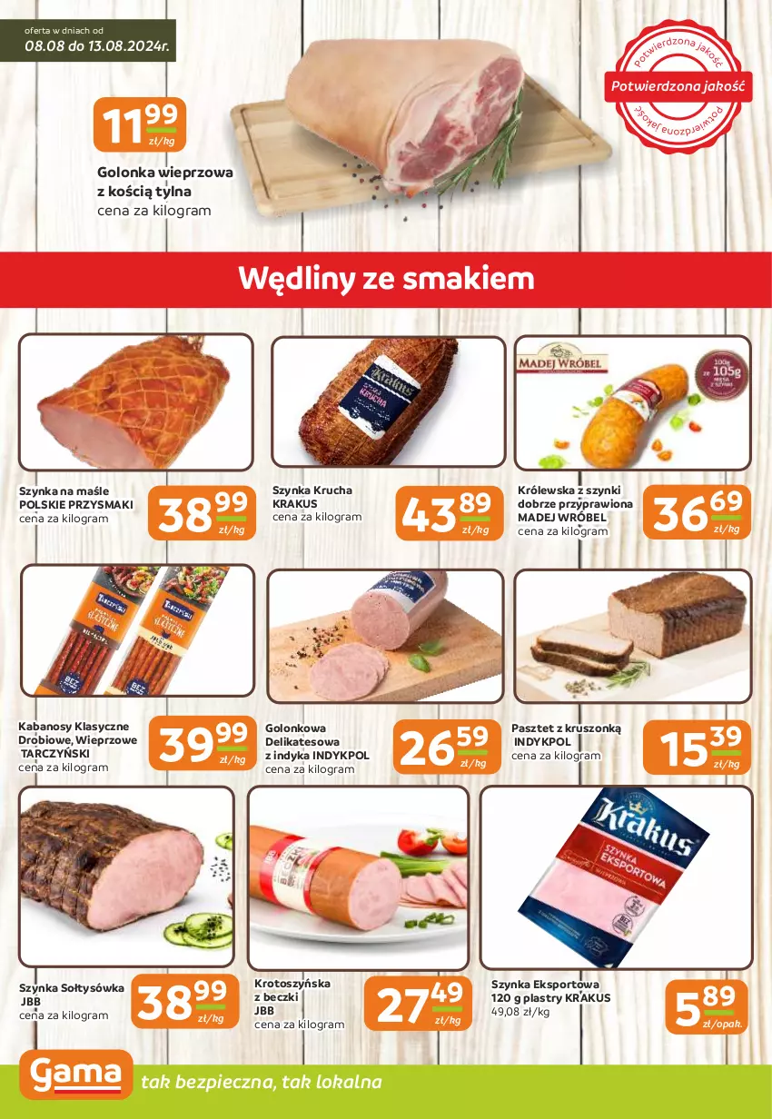 Gazetka promocyjna Gama - Gazetka Gama - ważna 08.08 do 20.08.2024 - strona 2 - produkty: Golonka wieprzowa, Gra, Kabanos, Krakus, Madej Wróbel, Pasztet, Piec, Por, Przysmaki, Sport, Szynka, Tarczyński