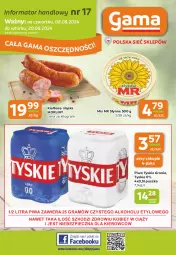Gazetka promocyjna Gama - Gazetka Gama - Gazetka - ważna od 20.08 do 20.08.2024 - strona 1 - produkty: Piwa, Piwo, Piec, Gra, Tyskie, Morliny, Słynne, Kiełbasa, Kiełbasa śląska, Fa