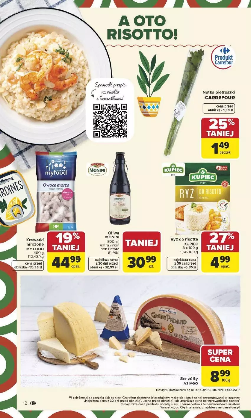 Gazetka promocyjna Carrefour - Gazetka Carrefour, Market od poniedziału! - ważna 12.01 do 17.01.2026 - strona 14 - produkty: Fa, Gin, Krewetki, Kupiec, Monini, Natka pietruszki, Oliwa, Piec, Ryż, Ser
