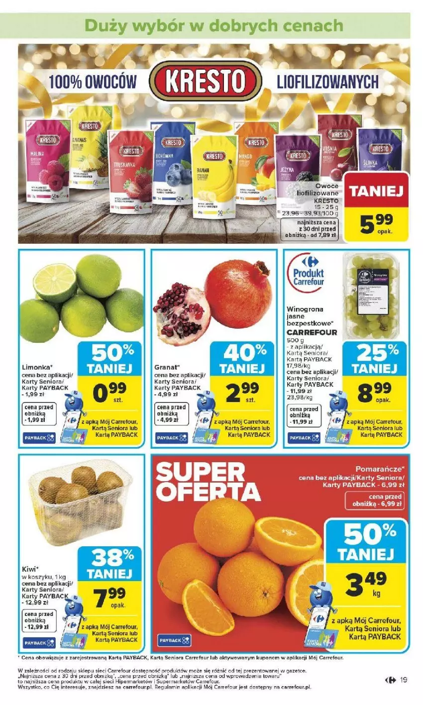 Gazetka promocyjna Carrefour - Gazetka Carrefour, Market od poniedziału! - ważna 12.01 do 17.01.2026 - strona 21 - produkty: Gra, Granat, Kiwi, Kosz, Limonka, Mus, Owoce, Ser, Wino, Winogrona