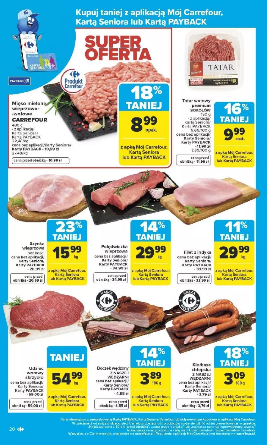 Gazetka promocyjna Carrefour - Gazetka Carrefour, Market od poniedziału! - ważna 12.01 do 17.01.2026 - strona 22 - produkty: Boczek, Kiełbasa, Mięso, Mięso mielone, Sok, Sokołów, Szynka