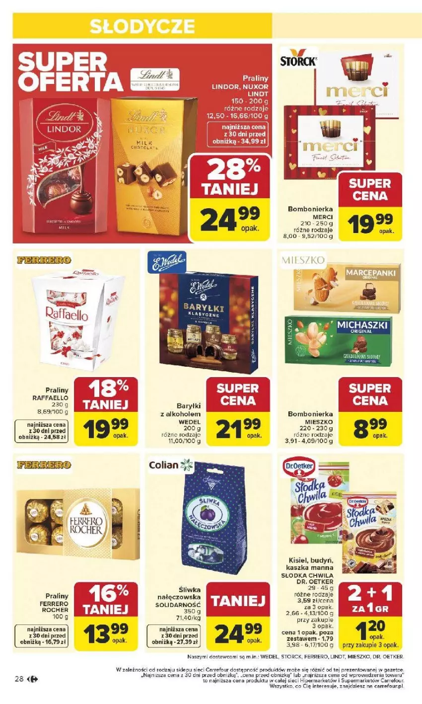 Gazetka promocyjna Carrefour - Gazetka Carrefour, Market od poniedziału! - ważna 12.01 do 17.01.2026 - strona 30 - produkty: Alkohole, Baryłki, Dr. Oetker, Fa, Ferrero, Kisiel, Merci, Praliny, Raffaello, Słodka Chwila