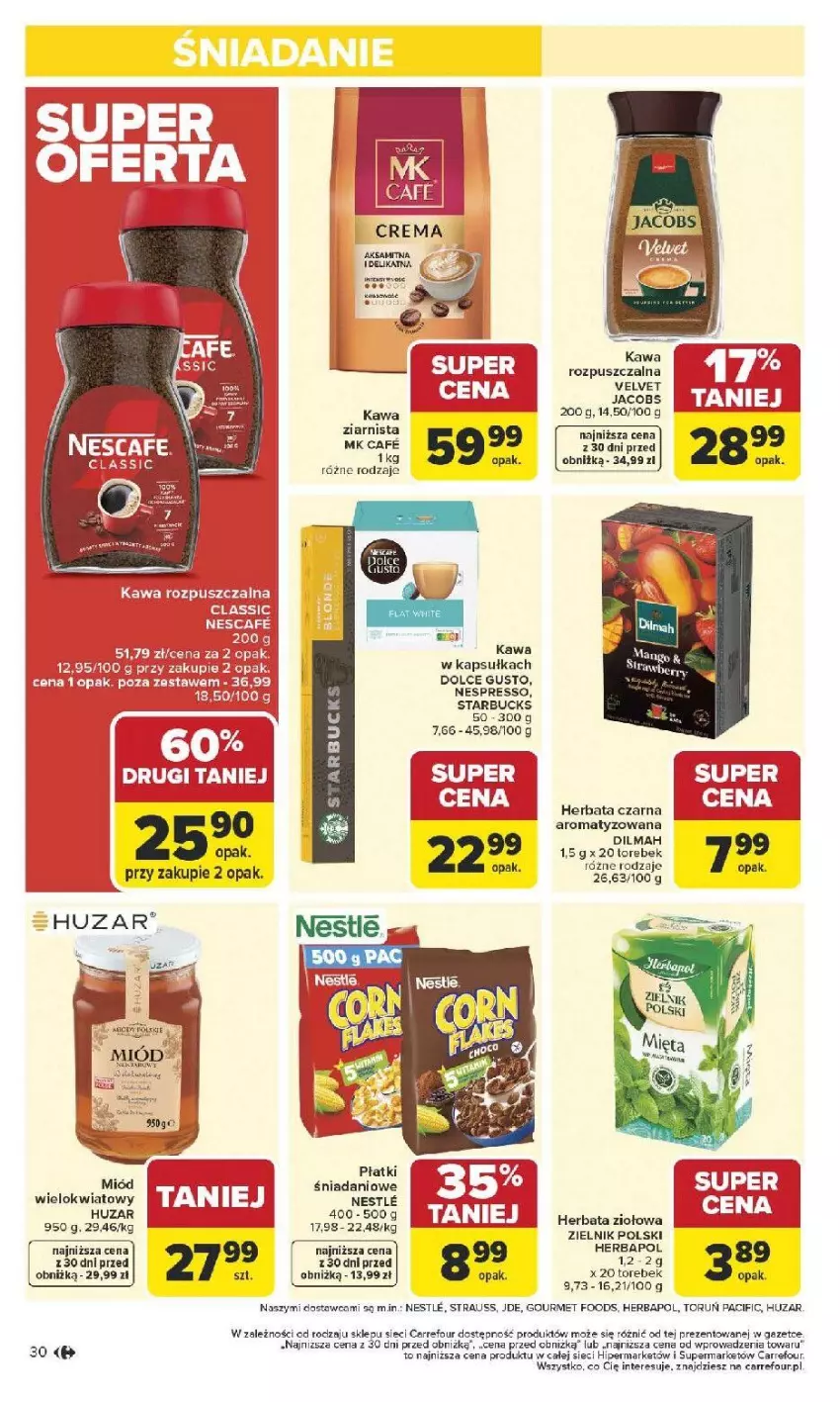 Gazetka promocyjna Carrefour - Gazetka Carrefour, Market od poniedziału! - ważna 12.01 do 17.01.2026 - strona 32 - produkty: Cif, Danio, Dilmah, Dolce Gusto, Fa, Herbapol, Herbata, Herbata czarna, Jacobs, Kawa, Kawa rozpuszczalna, Miód, Rama, Velvet