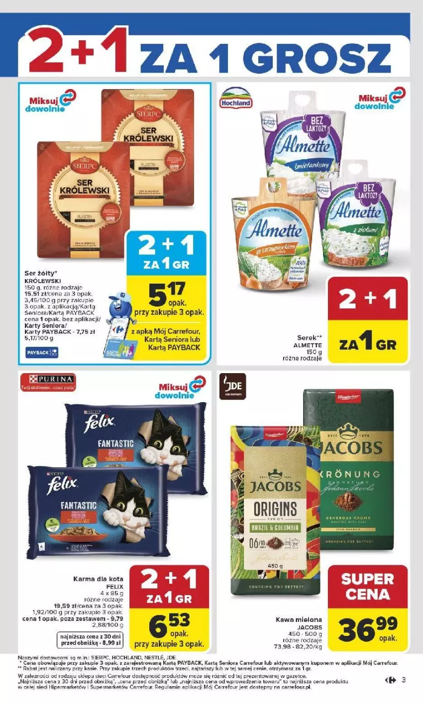 Gazetka promocyjna Carrefour - Gazetka Carrefour, Market od poniedziału! - ważna 12.01 do 17.01.2026 - strona 5 - produkty: Almette, Fa, Felix, Hochland, Jacobs, Kawa, Kawa mielona, Królewski, Ser