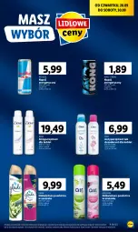 Gazetka promocyjna Lidl - GAZETKA - Gazetka - ważna od 30.09 do 30.09.2023 - strona 21 - produkty: Napój energetyczny, Red Bull, Dezodorant, Dove, Odświeżacz powietrza, Napój, Antyperspirant