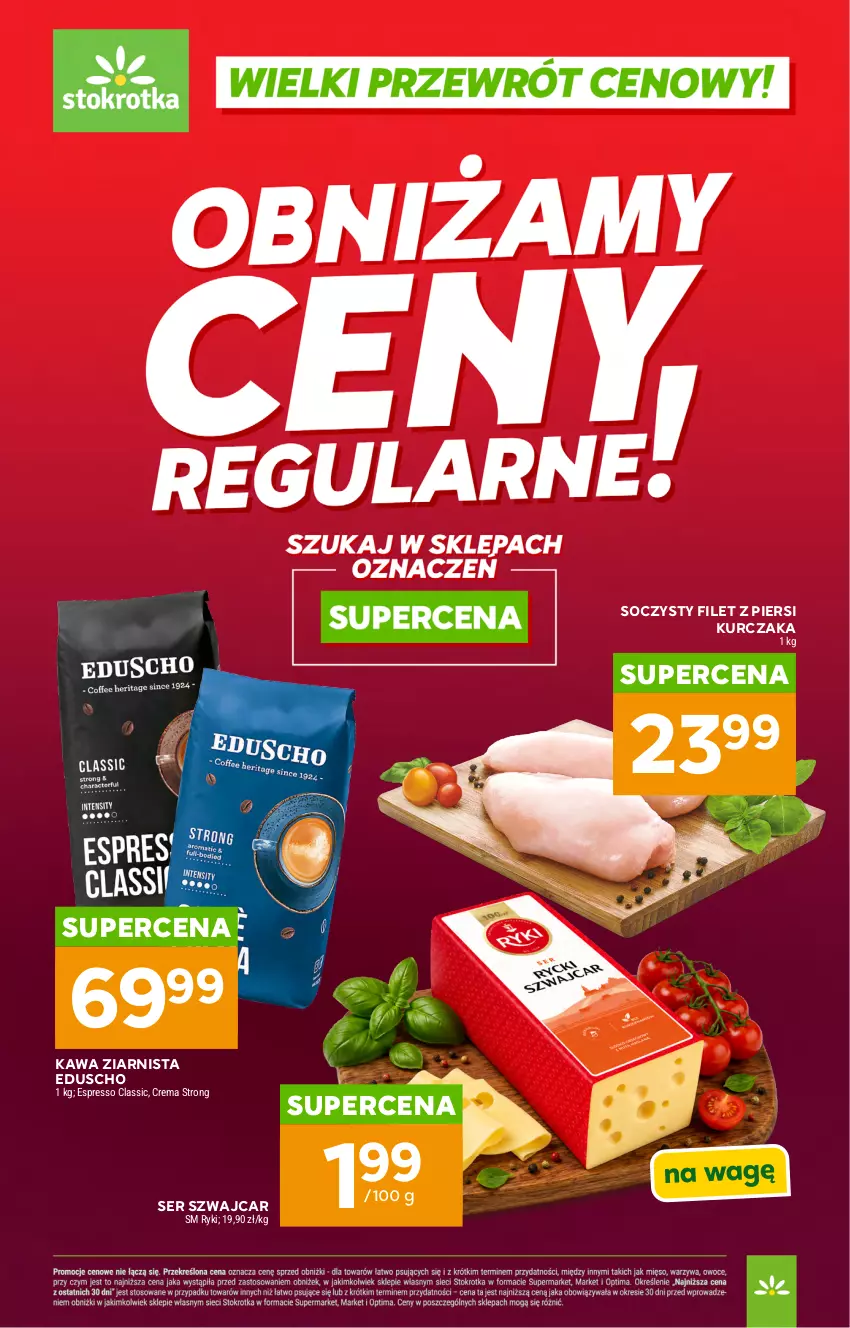 Gazetka promocyjna Stokrotka - Wielki przewrót cenowy! - ważna 14.05 do 31.08.2026 - strona 1 - produkty: Filet z piersi kurczaka, Kawa, Kawa ziarnista, Kurczak, Ser