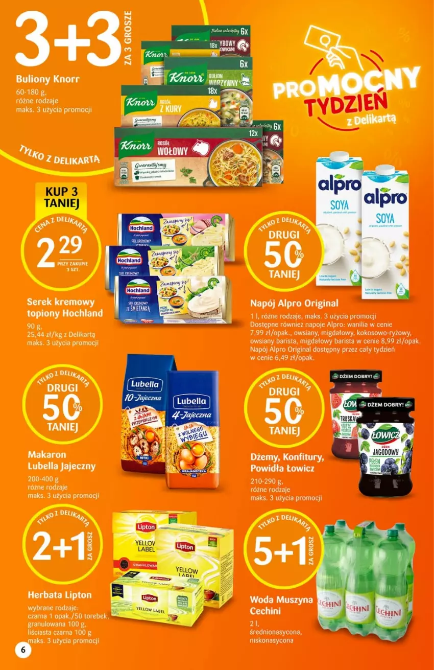 Gazetka promocyjna Delikatesy Centrum - Gazetka DC33 - ważna 25.08 do 31.08.2022 - strona 6 - produkty: Alpro, Bell, Bella, Bulion, Dżem, Gin, Gra, Herbata, Knorr, Kokos, Lion, Lipton, Lubella, Makaron, Mus, Napój, Napoje, Ryż, Szyna, Woda