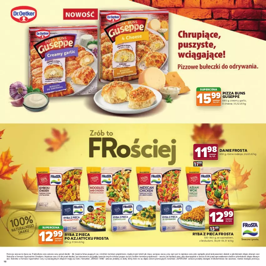 Gazetka promocyjna Stokrotka - Katalog Jesienne Inspiracje! - ważna 15.10 do 28.10.2026 - strona 12 - produkty: Frosta, Mięso, Owoce, Piec, Pizza, Ryba, Szpinak, Warzywa