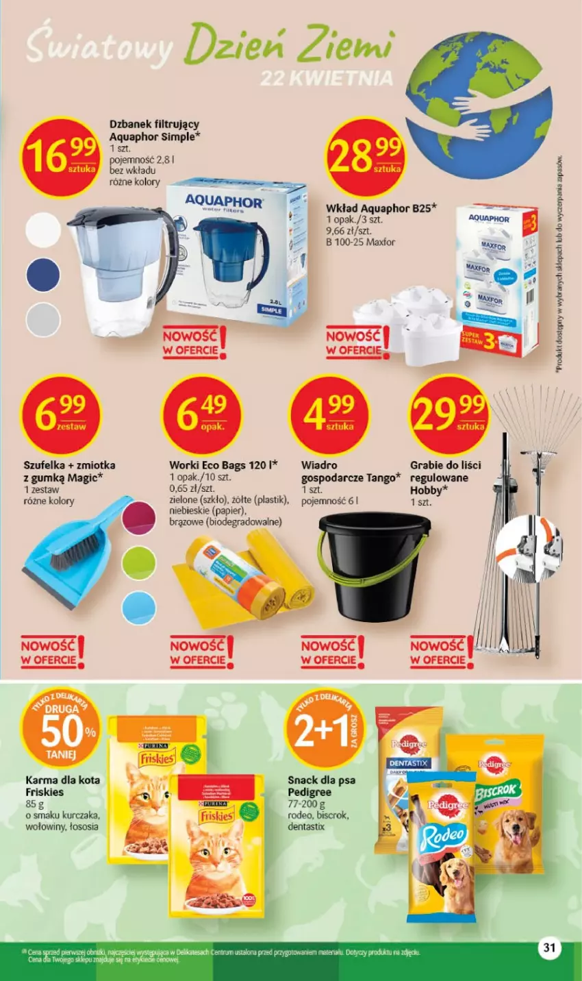 Gazetka promocyjna Delikatesy Centrum - Gazetka DC15 - ważna 20.04 do 26.04.2023 - strona 31 - produkty: Aquaphor, Dzbanek, Dzbanek filtrujący, Friskies, Gra, Hobby, Kurczak, O Bag, Papier, Pedigree, Rum, Sos, Szufelka, Wiadro