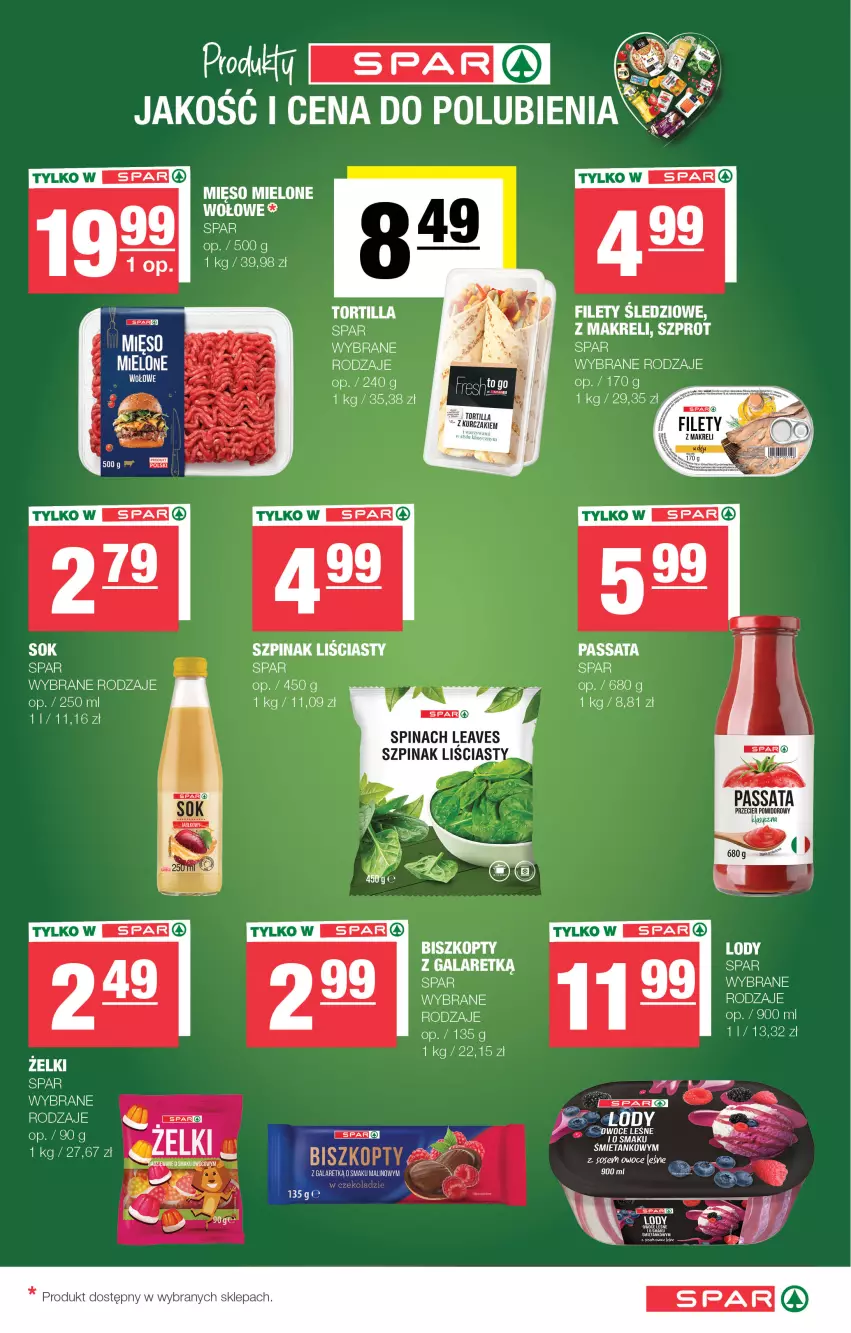 Gazetka promocyjna Spar - Spar - ważna 07.09 do 17.09.2025 - strona 5 - produkty: Biszkopty, Fa, Mięso, Mięso mielone, Owoce, Sos, Szpinak, Szprot