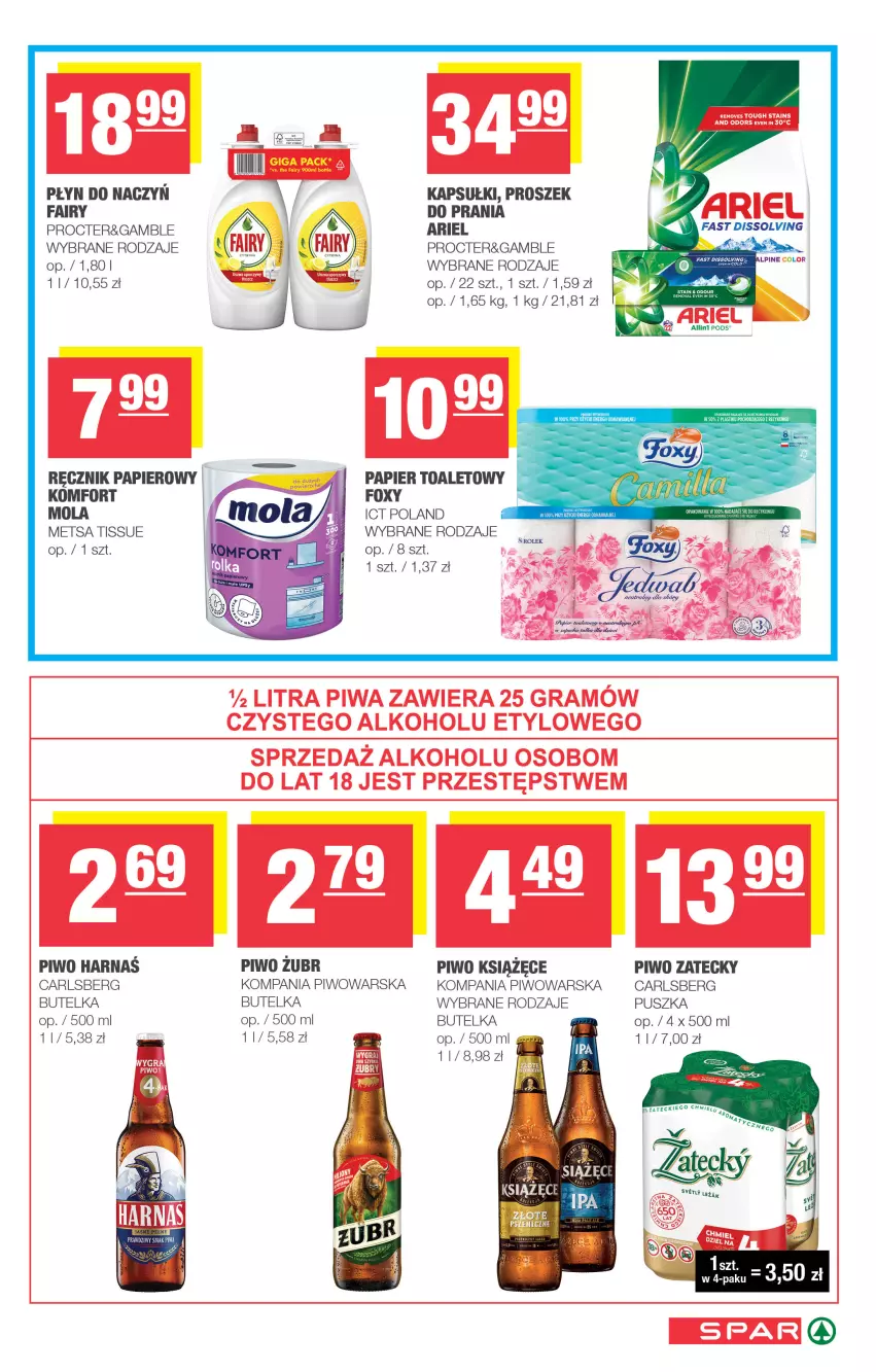 Gazetka promocyjna Spar - Spar - ważna 07.09 do 17.09.2025 - strona 7 - produkty: Ariel, Carlsberg, Fa, Fairy, Foxy, Gra, Książęce, Mola, Papier, Piwa, Piwo, Ręcznik