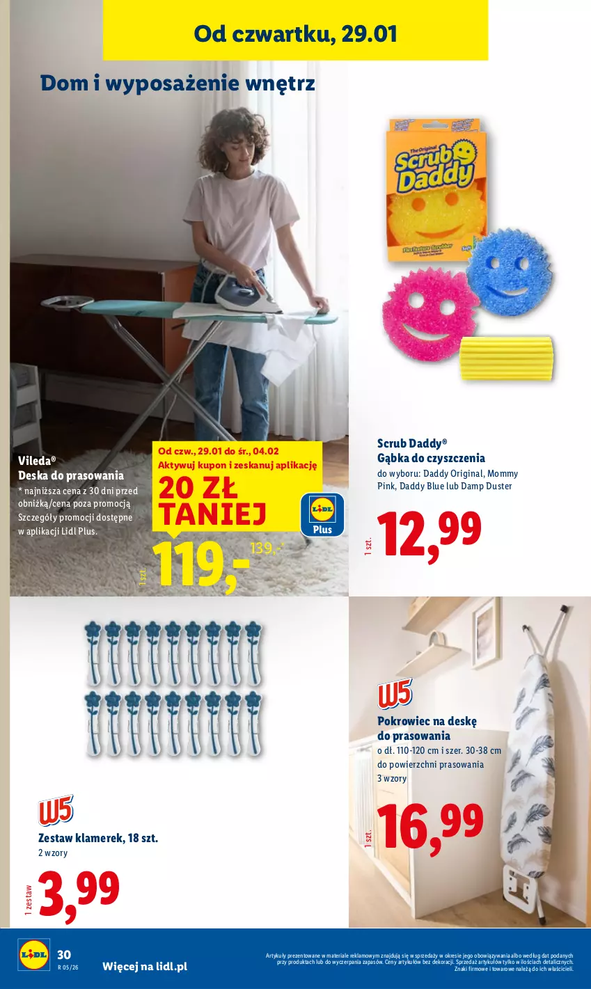 Gazetka promocyjna Lidl - GAZETKA - ważna 26.01 do 31.01.2026 - strona 34 - produkty: Deska do prasowania, Gin, Pokrowiec, Pokrowiec na deskę, Vileda