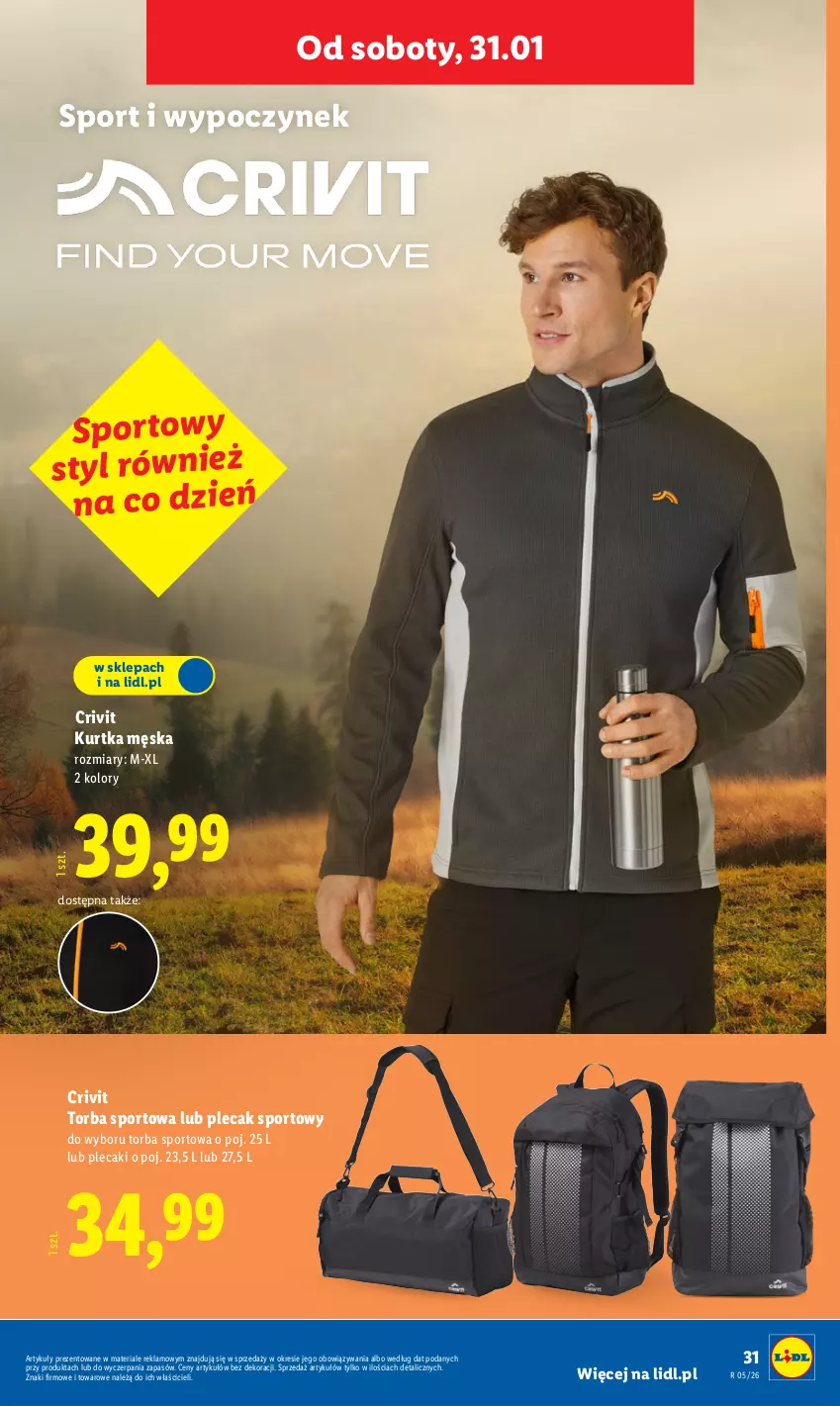 Gazetka promocyjna Lidl - GAZETKA - ważna 26.01 do 31.01.2026 - strona 37 - produkty: Kurtka, Plecak, Por, Sport, Torba
