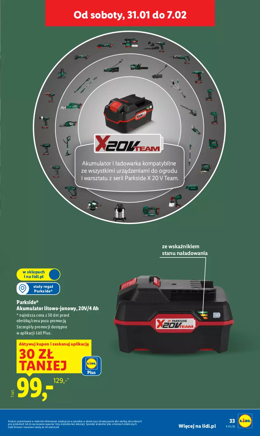 Gazetka promocyjna Lidl - GAZETKA - ważna 26.01 do 31.01.2026 - strona 39 - produkty: Akumulator, Parkside, Regał, Ser, Warka